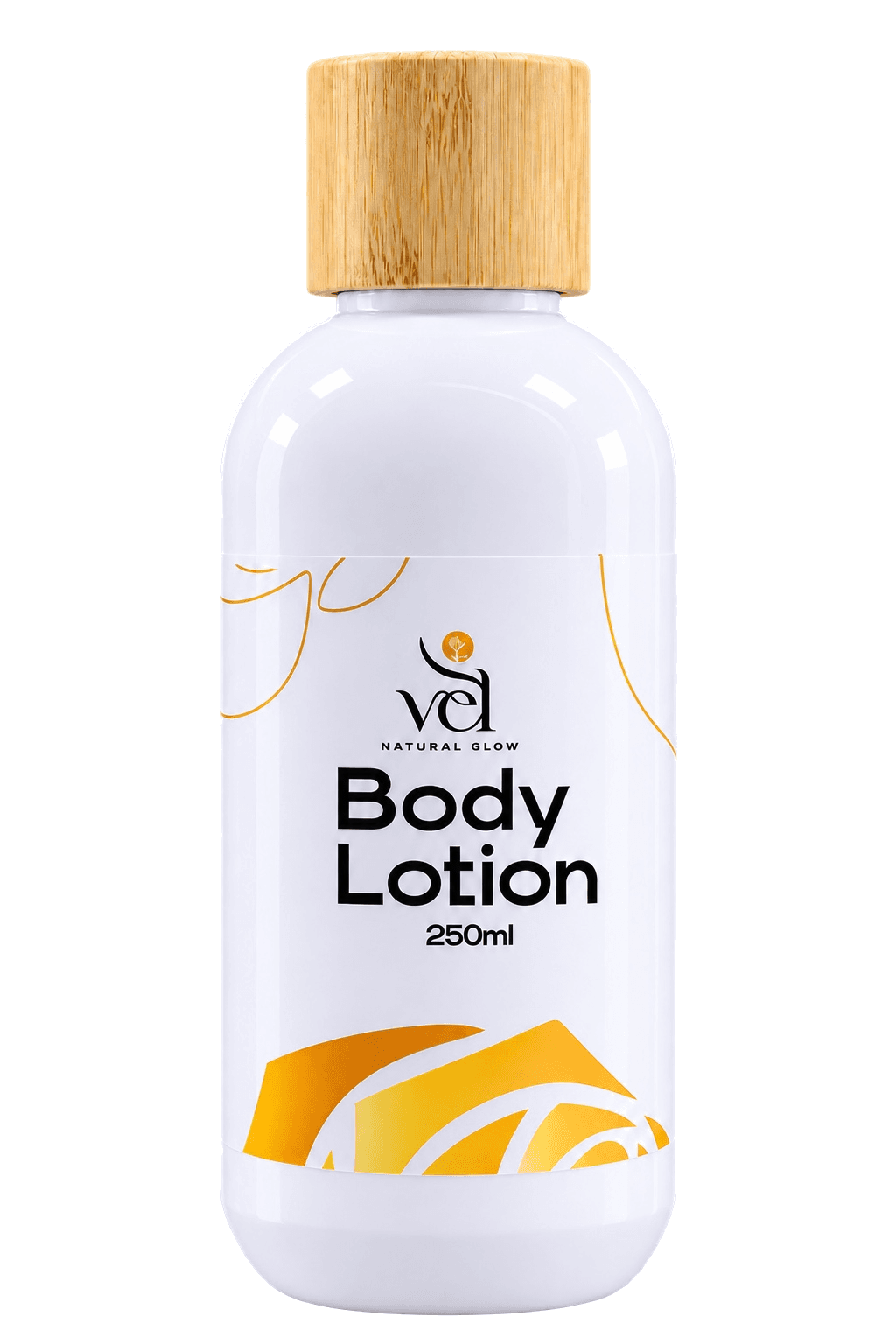 VEL Natural Glow Body Lotion in white and gold packaging